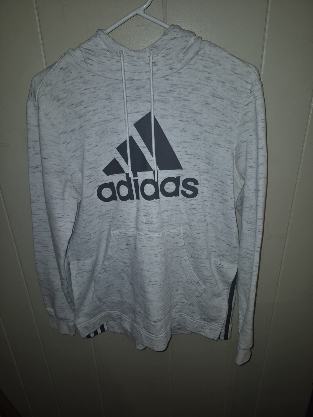 Adidas Women's Medium Gray Heathered Space Dye Pullover Hoodie Side Split Hem